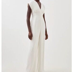Karen Millen Fluid Tailored Wide Leg Jumpsuit in White